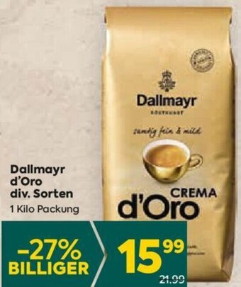 Billa Dallmayr d'Oro div. Sorten 1 Kilo Packung Angebot