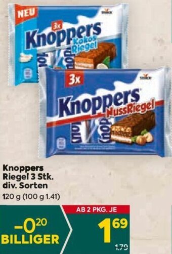 Billa Knoppers Riegel 3 Stk. div. Sorten 120 g Angebot