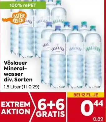 Billa Vöslauer Mineral- div. Sorten 1,5 Liter Angebot