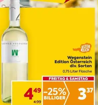 Billa Wegenstein Edition Österreich div. Sorten 0,75 Liter Flasche Angebot
