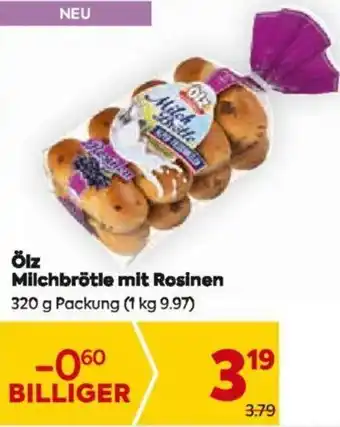 Billa Ölz Milchbrötle mit Rosinen 320 g Packung Angebot