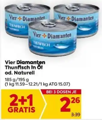 Billa Vier Diamanten Thunfisch in Öl od. Naturell 185 g/ 195 g Angebot