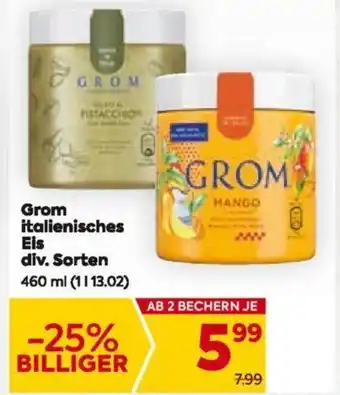 Billa Grom italienisches div. Eis Sorten 460 ml Angebot