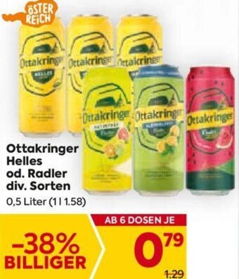 Billa Ottakringer Helles od. Radler div. Sorten 0,5 Liter Angebot