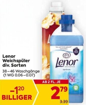 Billa Lenor Weichspüler div. Sorten 38-46 Waschgänge Angebot