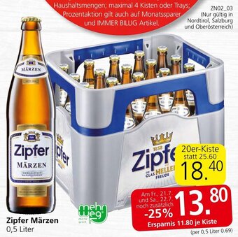 Eurospar Zipfer Märzen 0,5 Liter Angebot