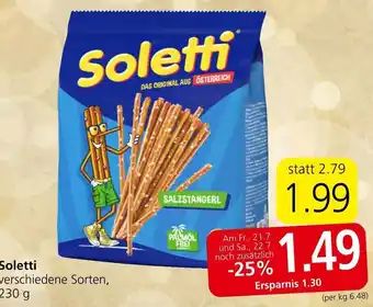 Eurospar Soletti verschiedene Sorten, 230 g Angebot