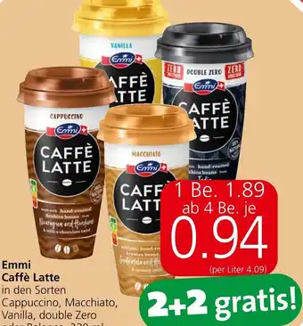 Eurospar Emmi Caffè Latte in den Sorten Cappuccino, Macchiato, Vanilla, double Zero oder Balance, 230 ml Angebot