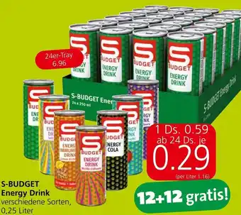 Eurospar S-BUDGET Energy Drink verschiedene Sorten, 0,25 Liter Angebot