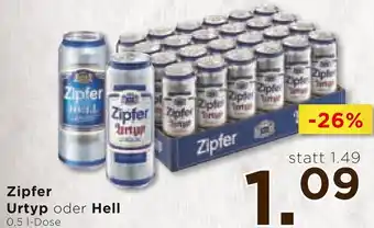 Unimarkt Zipfer Urtyp oder Hell 0,5 I-Dose Angebot