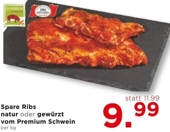 Unimarkt Spare Ribs natur oder gewürzt vom Premium Schwein per kg Angebot