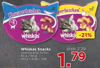 Unimarkt Whiskas Snacks verschiedene Sorten 60 g / 40 g Angebot
