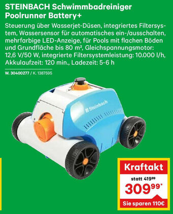 Lagerhaus STEINBACH Schwimmbadreiniger Poolrunner Battery+ Angebot