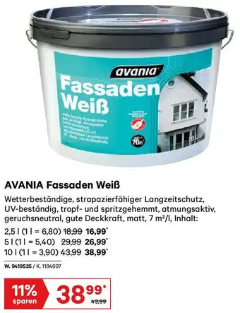 Lagerhaus AVANIA Fassaden Weiß 10 L Angebot