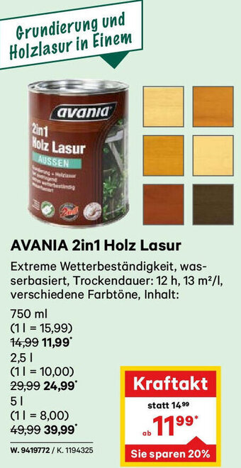 Lagerhaus AVANIA 2in1 Holz Lasur 750 ml Angebot