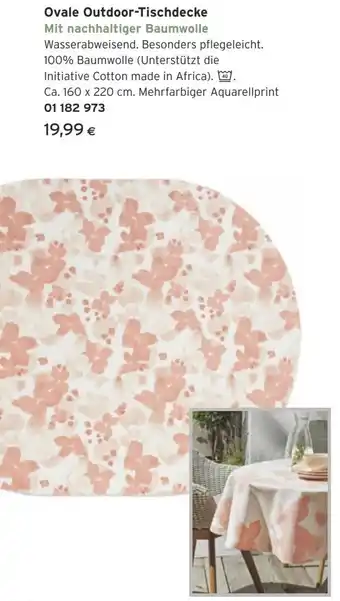 Tchibo Eduscho Ovale Outdoor-Tischdecke Ca. 160 x 220 cm. Mehrfarbiger Aquarellprint Angebot