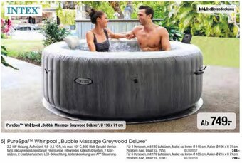 Hagebau INTEX®  PureSpaTM Whirlpool ,,Bubble Massage Greywood Deluxe" Ø 196 x 71 cm Angebot