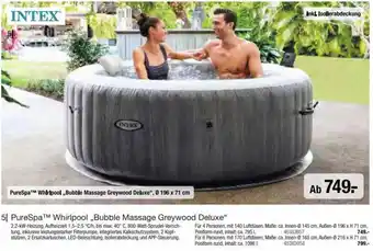 Hagebau INTEX® PureSpaTM Whirlpool ,,Bubble Massage Greywood Deluxe" Ø 196 x 71 cm Angebot