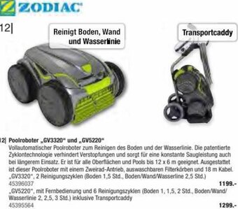 Hagebau ZODIAC Poolroboter „GV3320" und „GV5220" Angebot