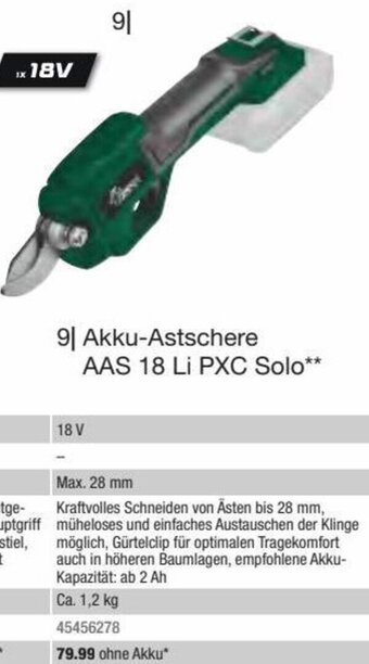 Hagebau Akku-Astschere AAS 18 Li PXC Solo** Max. 28 mm Angebot