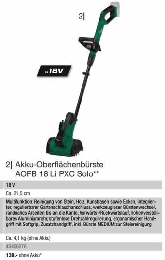 Hagebau Akku-Oberflächenbürste AOFB 18 Li PXC Solo** 18V Angebot