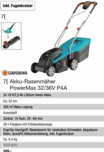 Hagebau Akku-Rasenmäher PowerMax 32/36V P4A 2x 18 V/2,5 Ah Lithium-Ionen-Akku Angebot