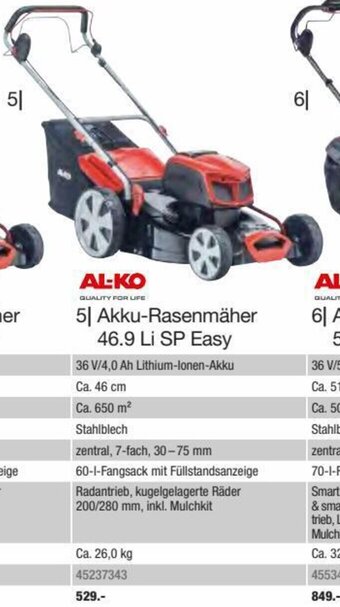 Hagebau AL-KO  Akku-Rasenmäher 46.9 Li SP Easy Angebot