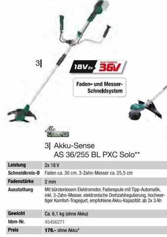 Hagebau Mr. Gardener  Akku-Sense AS 36/255 BL PXC Solo** Angebot