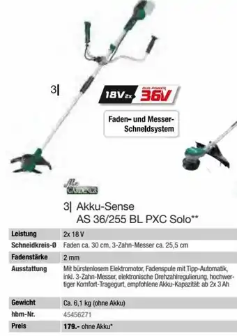 Hagebau Mr. Gardener Akku-Sense AS 36/255 BL PXC Solo** Angebot