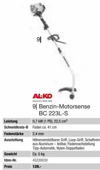 Hagebau AL-KO Benzin-Motorsense BC 223L-S Angebot