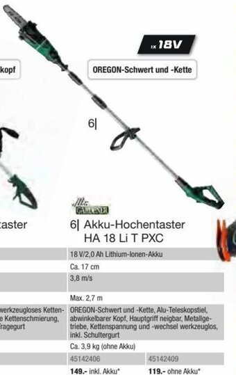 Hagebau Mr. Gardener Akku-Hochentaster HA 18 Li T PXC Angebot