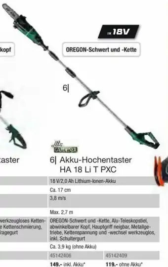 Hagebau Mr. Gardener Akku-Hochentaster HA 18 Li T PXC Angebot