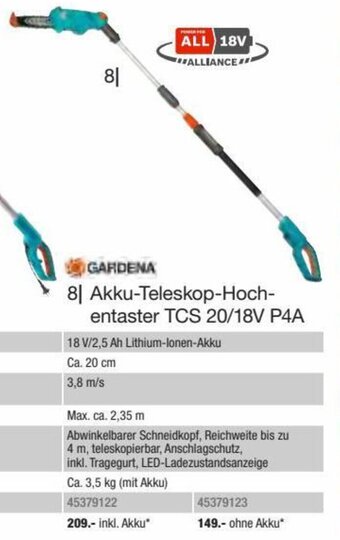 Hagebau GARDENA Akku-Teleskop-Hoch-entaster TCS 20/18V P4A Angebot