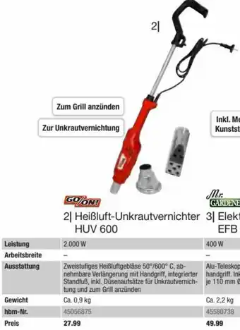 Hagebau GO/ON Heißluft-Unkrautvernichter HUV 600 Angebot