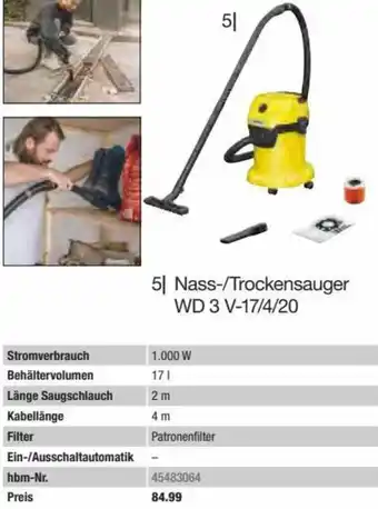 Hagebau Kärcher Nass-/Trockensauger WD 3 V-17/4/20 Angebot