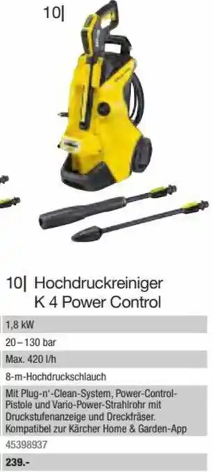 Hagebau Kärcher Hochdruckreiniger K 4 Power Control Angebot