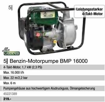 Hagebau Mr. GARDENER  Benzin-Motorpumpe BMP 16000 Angebot
