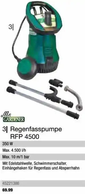 Hagebau Mr. GARDENER Regenfasspumpe RFP 4500 Angebot