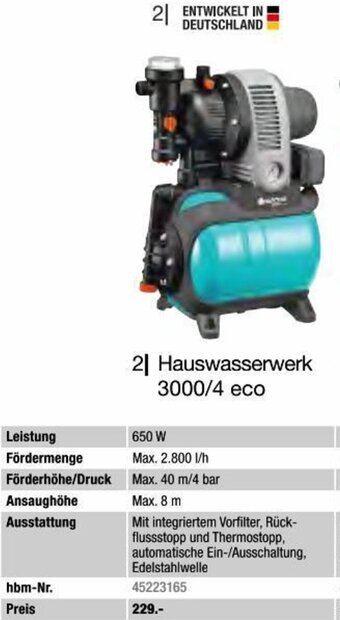 Hagebau Hauswasserwerk 3000/4 eco Angebot
