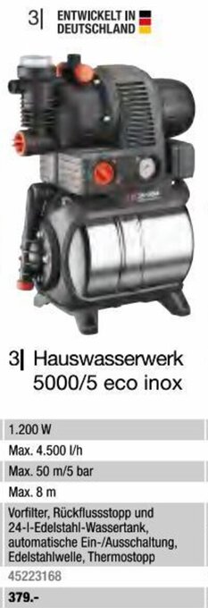 Hagebau Hauswasserwerk 5000/5 eco inox Angebot