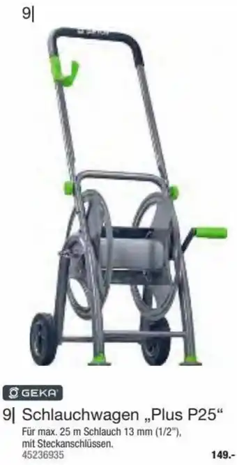 Hagebau GEKA® Schlauchwagen "Plus P25" Für max. 25 m Schlauch 13 mm (1/2"), mit Steckanschlüssen. Angebot