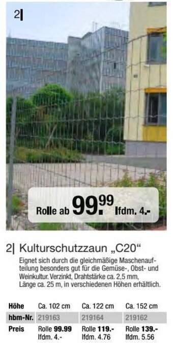 Hagebau Kulturschutzzaun ,,C20" Angebot