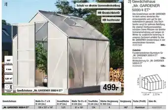 Hagebau Gewächshaus Mr. GARDENER 5000/4 ET* Angebot