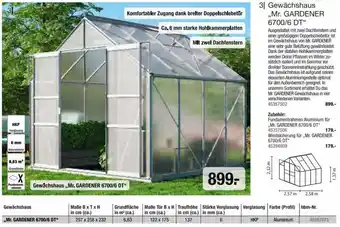 Hagebau Gewächshaus ,,Mr. GARDENER 6700/6 DT" Angebot