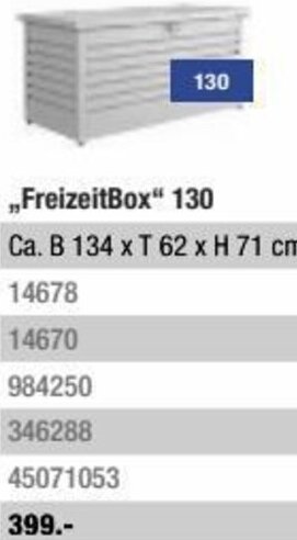 Hagebau „FreizeitBox" 130 Ca. B 134 x T 62 x H 71 cm Angebot