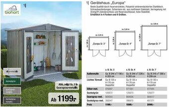 Hagebau Gerätehaus „,Europa" Angebot