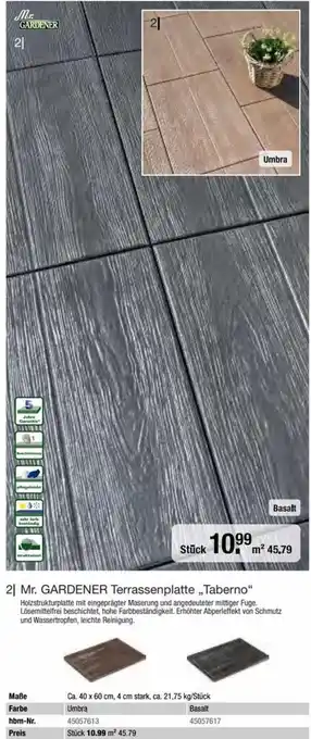 Hagebau Mr. GARDENER Terrassenplatte „Taberno" Angebot