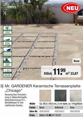 Hagebau Mr. GARDENER Keramische Terrassenplatte Angebot
