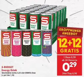 Interspar S-BUDGET Energy Drink Verschiedene Sorten, 0,25-Liter-EINWEG-Dose Angebot