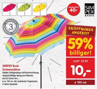 Interspar SIMPEX Basic Sonnenschirm Ø 180 cm Angebot